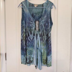 Y2K Unique Boho Sleevless Assymetrical Going Out Top with Sequin Details